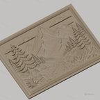 Fichier CNC & impression 3D paysage montagneux, sapins, ruisseau et rochers, haute qualité relief STL