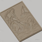 Fichier CNC & impression 3D scène Jésus sauvant Pierre, bateau, eau agitée haute qualité relief STL
