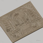Fichier CNC & impression 3D bibliothèque gothique avec crânes, tombeaux et racines, haute qualité relief STL