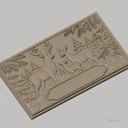 Fichier CNC & impression 3D famille de cerfs, forêt enneigée et lanterne, haute qualité relief STL