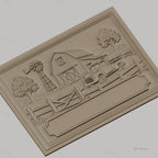 Fichier CNC & impression 3D paysage de ferme avec grange, vieux camion et moulin à vent, haute qualité relief STL