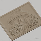 Fichier CNC & impression 3D maison champignon, relief jardin fleurs haute qualité relief STL