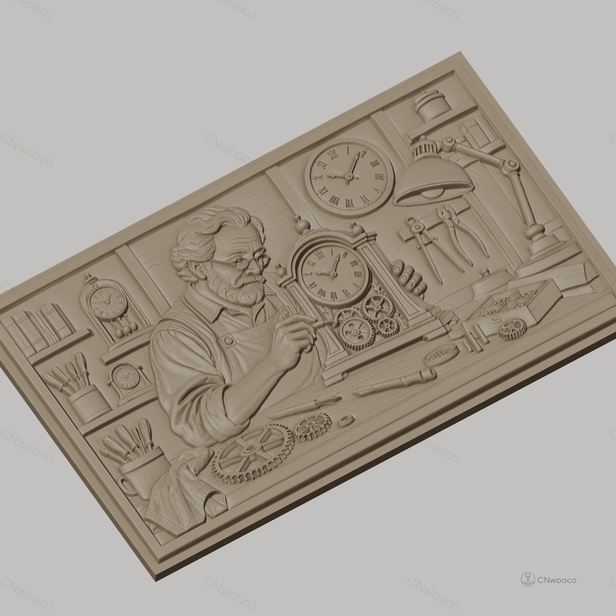 Fichier CNC & impression 3D horloger réparant montre, engrenages, outils d'atelier, haute qualité relief STL