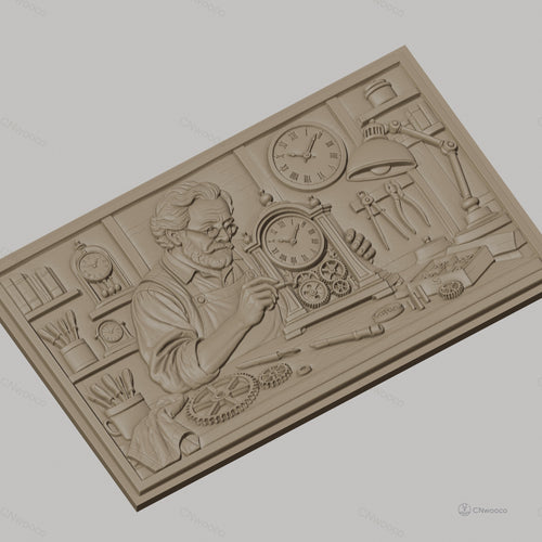 Fichier CNC & impression 3D horloger réparant montre, engrenages, outils d'atelier, haute qualité relief STL