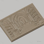 Fichier CNC & impression 3D intérieur d'église gothique, autel, bibliothèque, croix, haute qualité relief STL