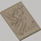 Fichier CNC & impression 3D ange avec étoile et village, haute qualité relief STL