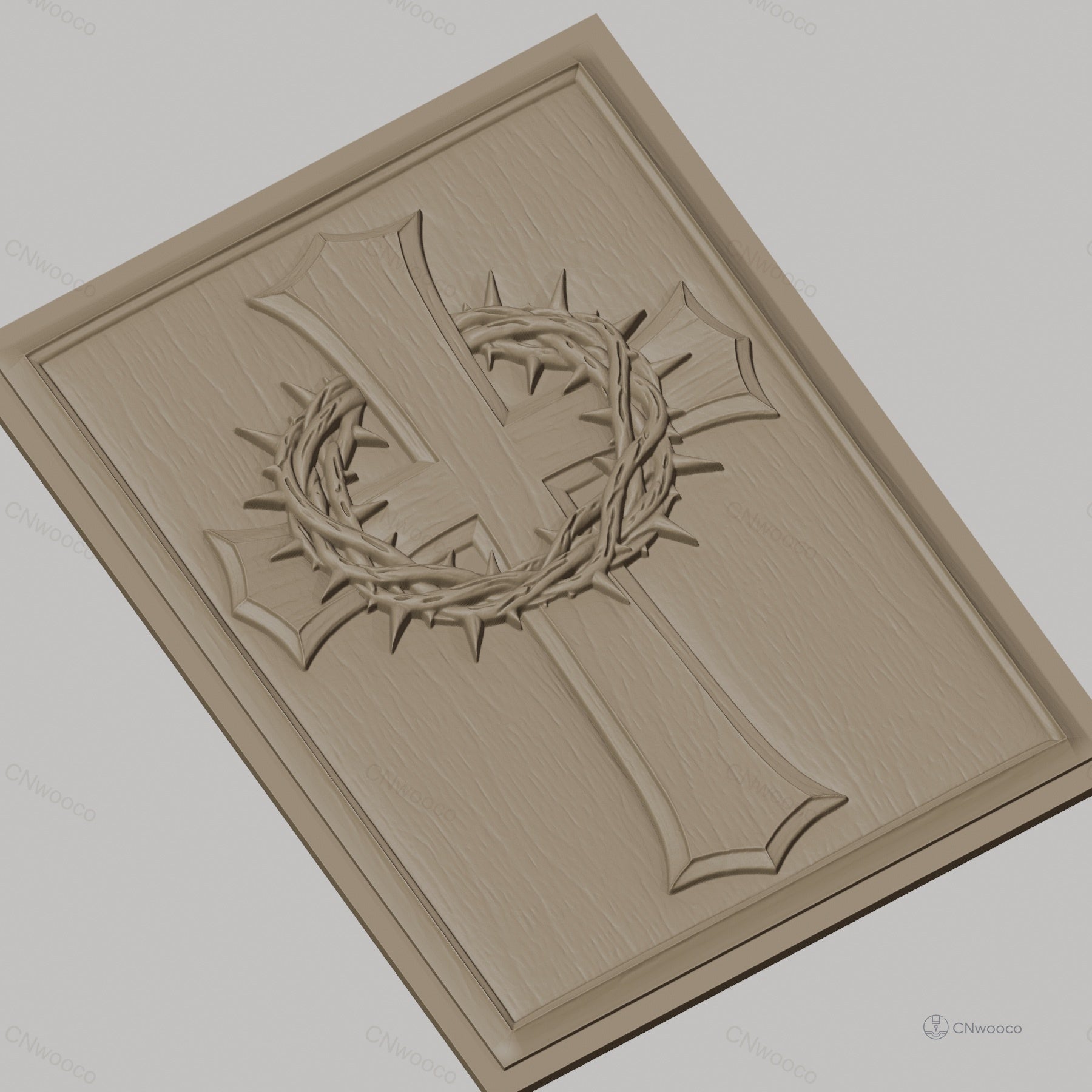 Fichier CNC & impression 3D Croix chrétienne avec couronne d'épines, haute qualité relief STL