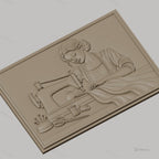 Fichier CNC & impression 3D couturière avec machine à coudre, tissus et accessoires, haute qualité relief STL