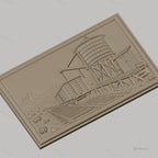 Fichier CNC & impression 3D scène ferroviaire avec wagon et réservoir d'eau, haute qualité relief STL