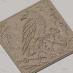 Fichier CNC & impression 3D corbeau, montre cassée, ruines gothiques, haute qualité relief STL