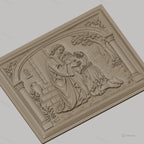Fichier CNC & impression 3D père miséricordieux, scène biblique d’étreinte et pardon, haute qualité relief STL
