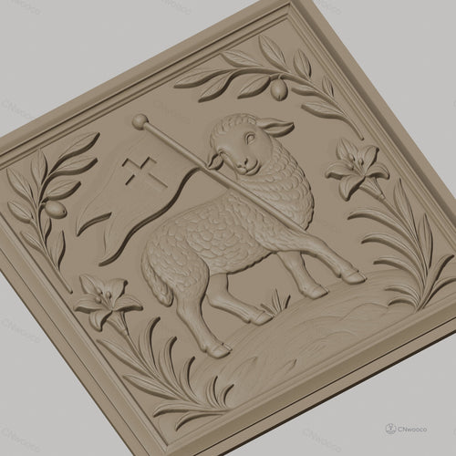 Fichier CNC & impression 3D agneau pascal, bannière chrétienne, haute qualité relief STL