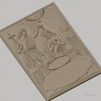 Fichier CNC & impression 3D Baptême de Jésus, scène de baptême chrétien, haute qualité relief STL