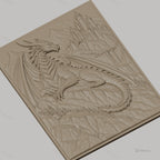 Fichier CNC & impression 3D dragon fantasy, château montagne relief, haute qualité relief STL