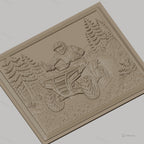 Fichier CNC & impression 3D quad ATV tout-terrain, pilote avec casque dans forêt détaillée, haute qualité relief STL