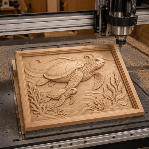 CNC & impression 3D relief tortues marines, fichier ocean wildlife pour gravure bois, STL de haute qualité