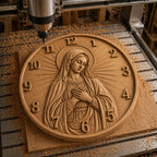 Fichier CNC horloge chrétienne – bas-relief religieux pour sculpture bois, décoration murale église STL