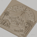 Fichier CNC & impression 3D scène de la nativité, étoile et village biblique, haute qualité relief STL