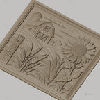 Fichier CNC & impression 3D ferme rustique, grange tournesol maïs et blé, haute qualité relief STL