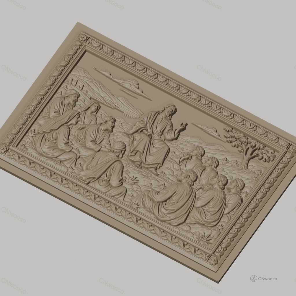 Fichier CNC & impression 3D Jésus enseignant ses disciples, scène biblique panoramique, haute qualité relief STL