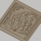 Fichier CNC & impression 3D Jésus avec enfants, scène religieuse florale, haute qualité relief STL