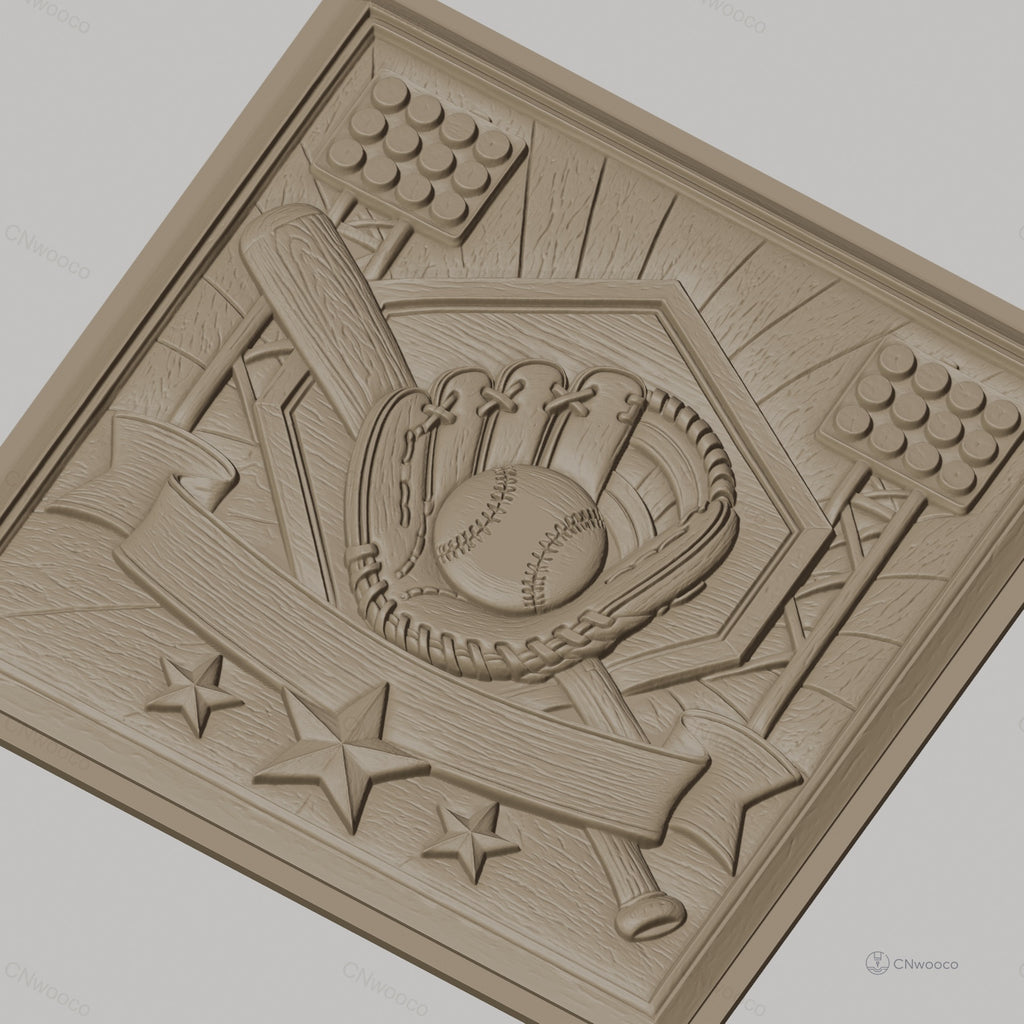 Fichier CNC & impression 3D baseball, gant balle battes et stade, haute qualité relief STL