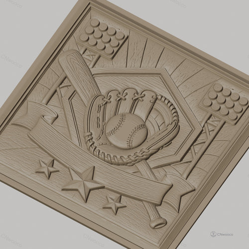 Fichier CNC & impression 3D baseball, gant balle battes et stade, haute qualité relief STL