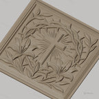 Fichier CNC & impression 3D croix chrétienne, couronne d’épines et lys, haute qualité relief STL