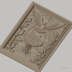 Fichier CNC & impression 3D colombe sacrée, baptême coquille et feuilles, haute qualité relief STL