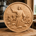 CNC & impression 3D relief Jésus calmant la tempête, scène biblique chrétienne, fichier STL très haute qualité