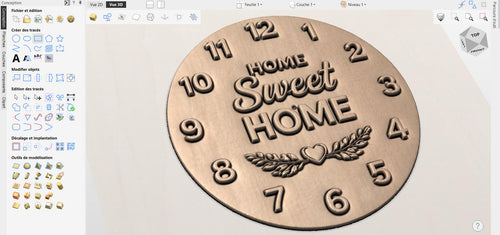 Fichier CNC horloge "Home Sweet Home" – bas-relief bois pour sculpture CNC, décoration murale maison STL