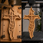 Fichier CNC & impression 3D – croix chrétienne en bas-relief 3D, modèle STL pour sculpture bois et décoration murale