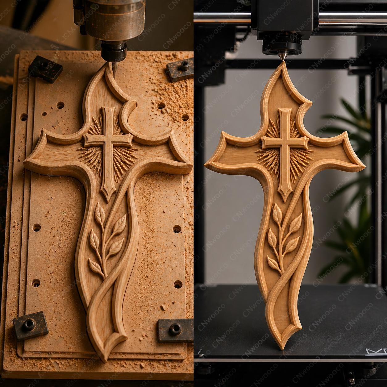 Fichier CNC & impression 3D – croix chrétienne en bas-relief 3D, modèle STL pour sculpture bois et décoration murale
