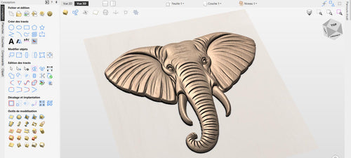Fichier CNC éléphant safari, bas-relief bois tête africaine, décoration murale animale, sculpture bois rustique, modèle gravure 3D STL