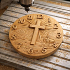 Fichier CNC horloge croix chrétienne – bas-relief religieux pour sculpture bois, décoration murale église STL