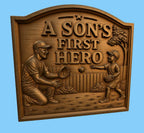 CNC & 3D-Reliefdruck Vater und Sohn Baseball First Hero, sehr hochwertige STL-Datei