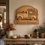 CNC- & 3D-Druck Vintage Herbst Relief Pickup, Bauernhaus-Datei für Holzgravur, hochwertige STL, anpassbar