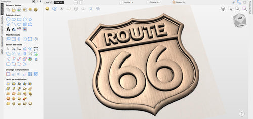Fichier CNC & impression 3D panneau Route 66 – bas-relief vintage pour sculpture bois, décoration murale garage STL