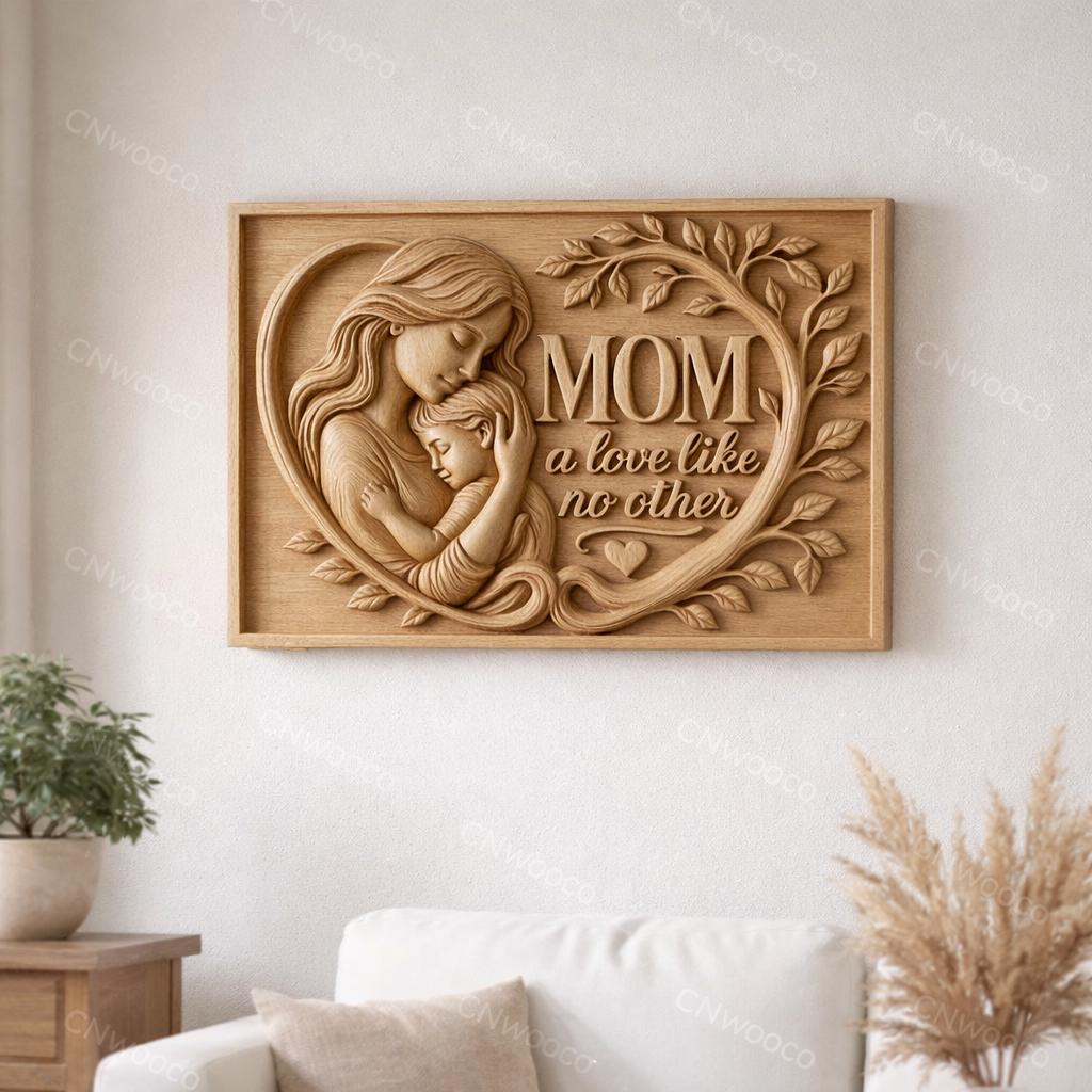 Fichier CNC cadeau fête des mères – cœur floral avec roses pour décoration murale maman STL