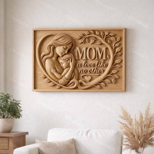 Fichier CNC cadeau fête des mères – cœur floral avec roses pour décoration murale maman STL