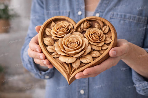 Fichier CNC & impression 3D cœur de roses – bas-relief 3D pour sculpture bois, décoration murale STL