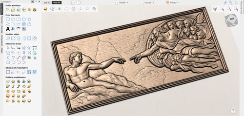 Fichier CNC Création d’Adam – bas-relief bois inspiré Renaissance pour sculpture CNC, décoration murale religieuse STL