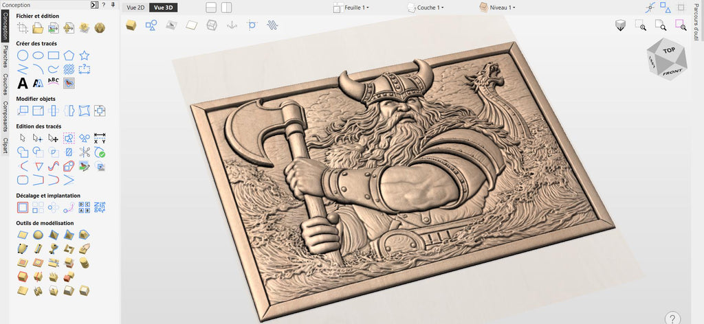 CNC-Datei Wikingerkrieger Nordische Axt, skandinavisches Holz-Basrelief, rustikale Wanddekoration, Holzskulptur, 3D STL Gravurmodell