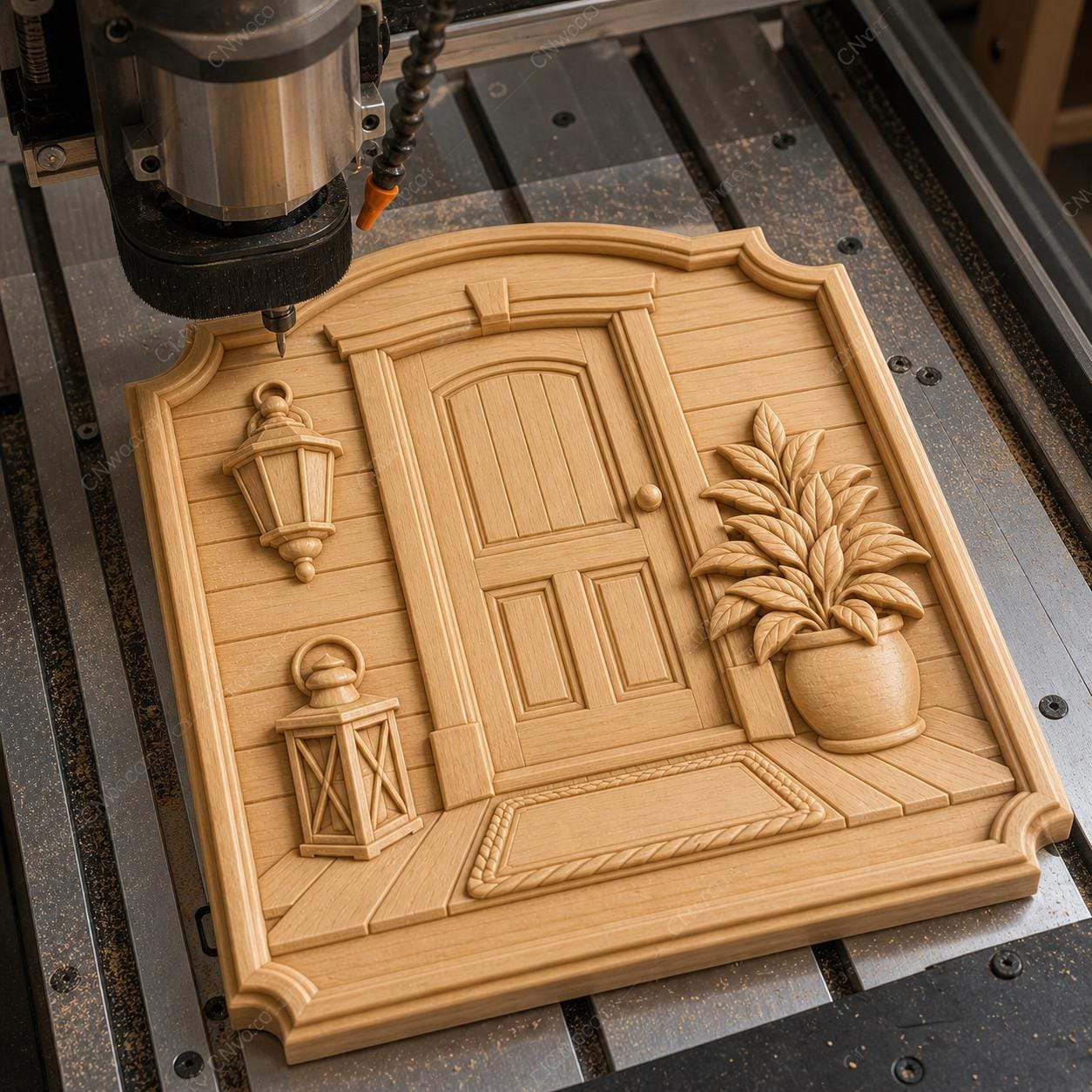 CNC- & 3D-Reliefdruck Haustür, dekorative Blumenveranda, sehr hochwertige STL-Datei