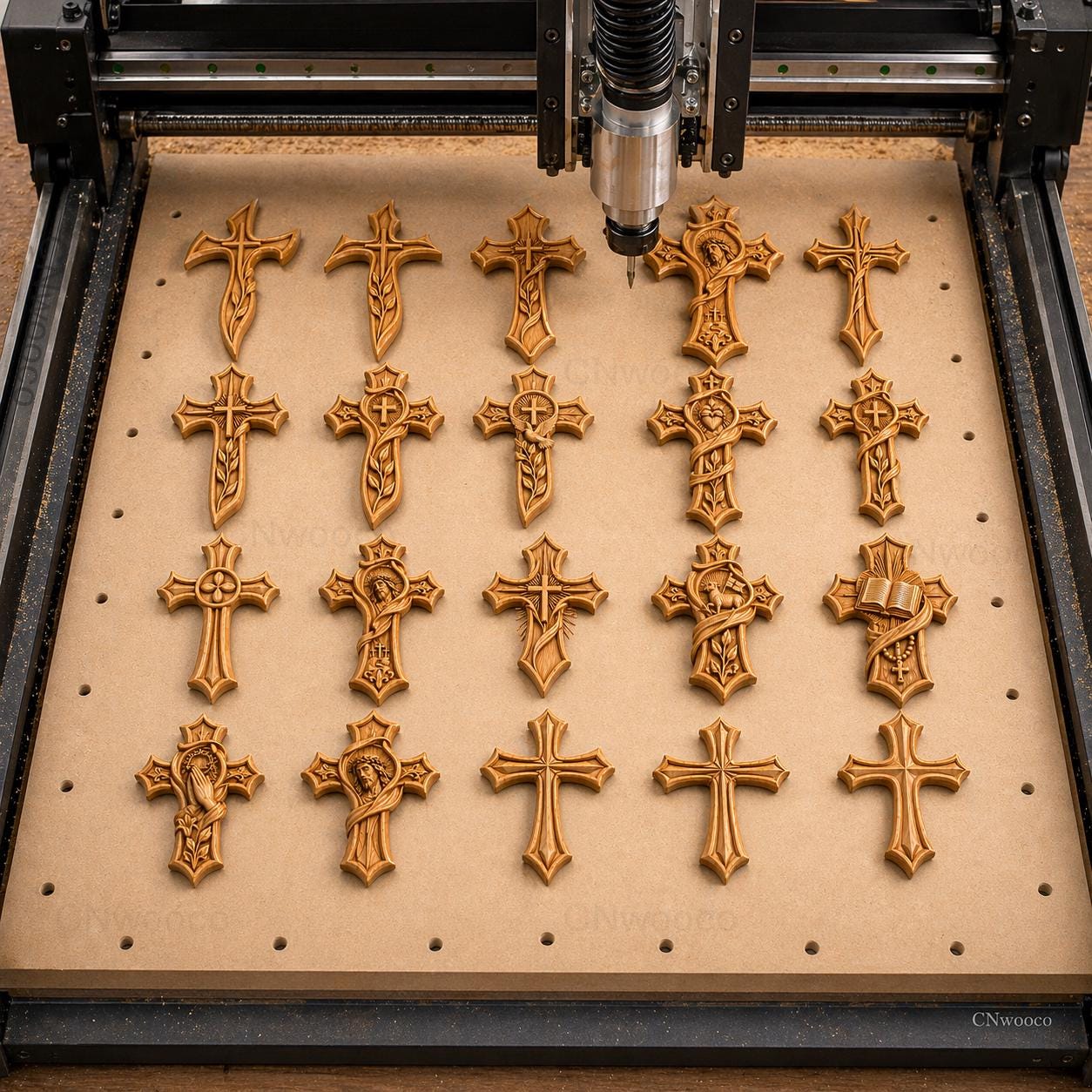 Fichier CNC & impression 3D pack 20 croix religieuses – bas-reliefs chrétiens pour sculpture bois, décoration murale STL