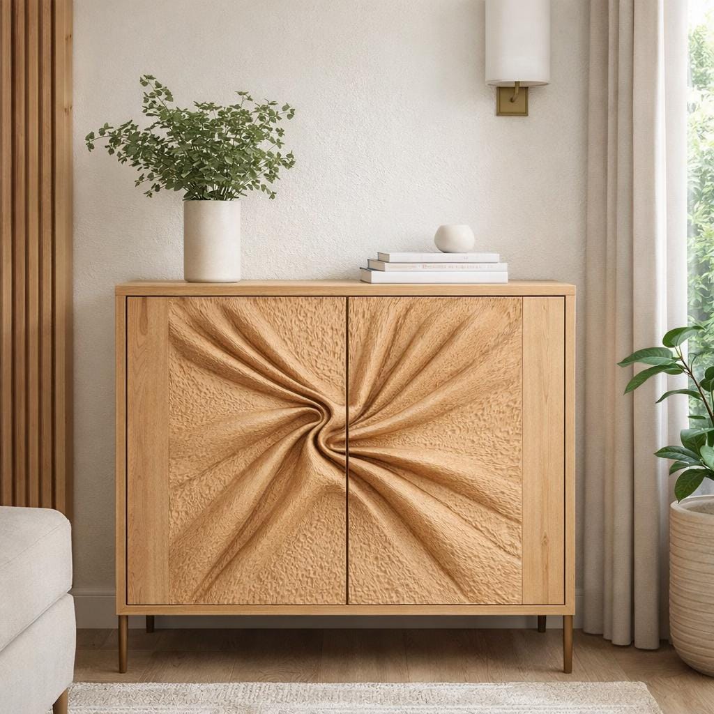 Fichier CNC panneau texture bois abstraite – bas-relief pour sculpture bois, design porte de meuble et décoration murale STL