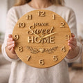 CNC-Datei Uhr "Home Sweet Home" – Holz-Flachrelief für CNC-Skulptur, Wanddekoration Haus STL