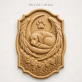 CNC & 3D-Druck Relief schlafender Hund mit Mond und Flügeln, Tiergedenkstück, STL-Datei sehr hohe Qualität