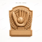 CNC- & 3D-Reliefdruck Baseball mit Handschuh und Ball, sehr hochwertige STL-Datei zur Personalisierung