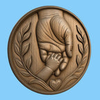 CNC & impression 3D relief mains père et enfant avec cœur, fichier STL très haute qualité